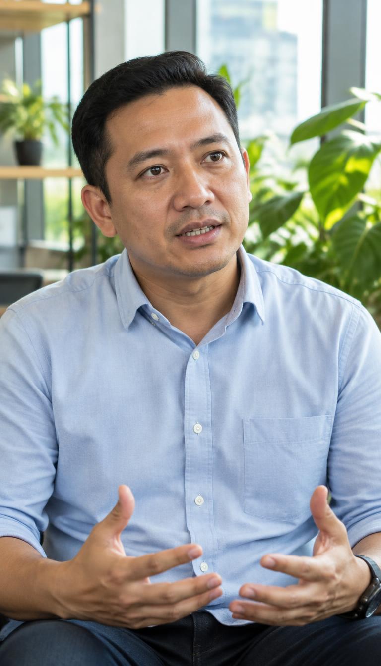 Foto AI pengusaha dalam wawancara