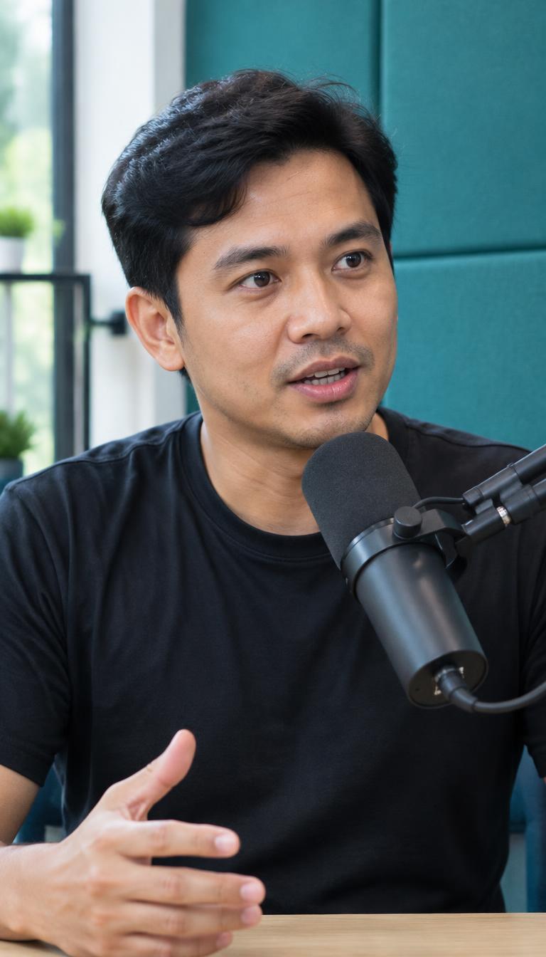 Foto AI pembicara podcast