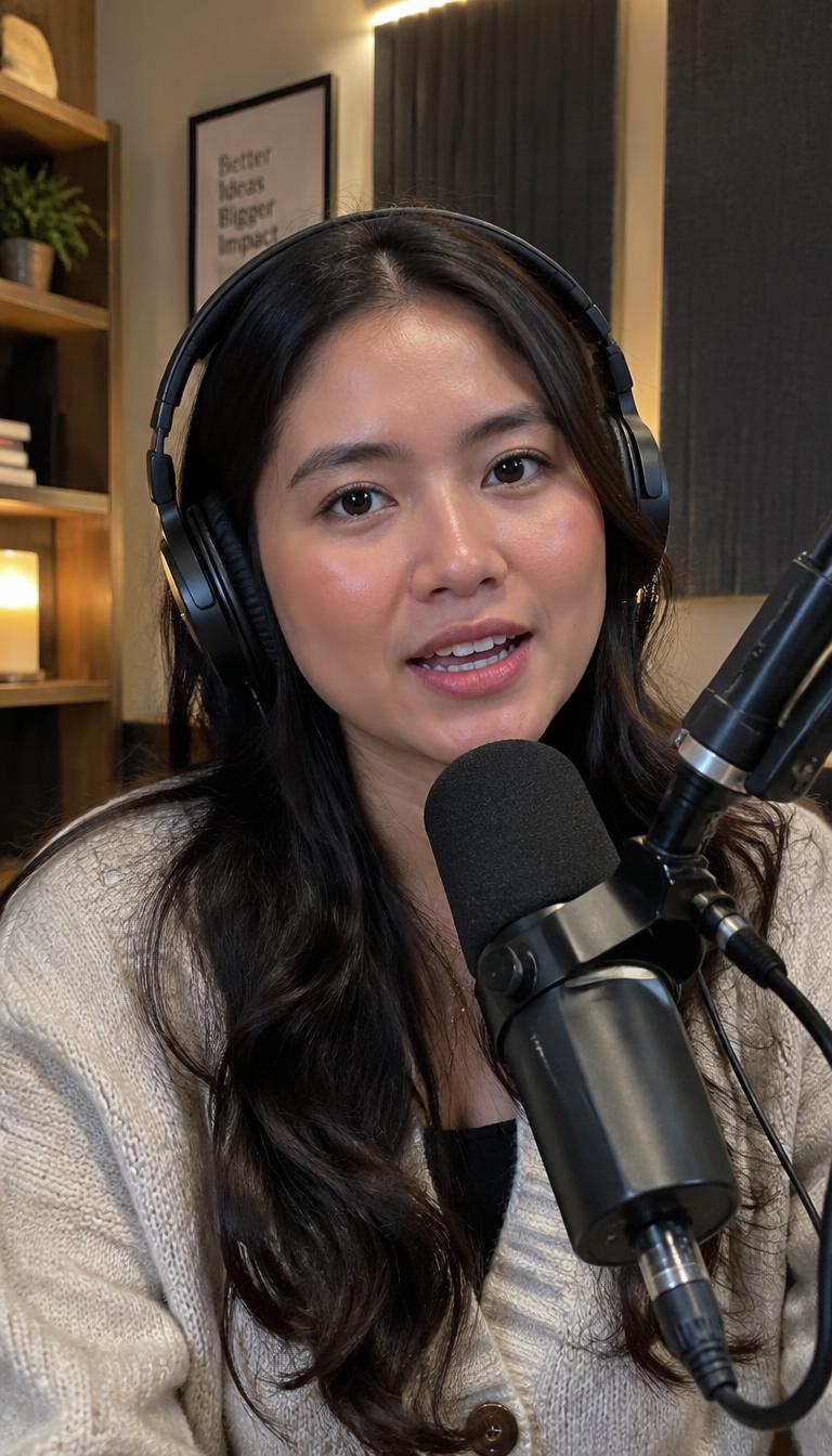 Foto AI pembawa acara podcast